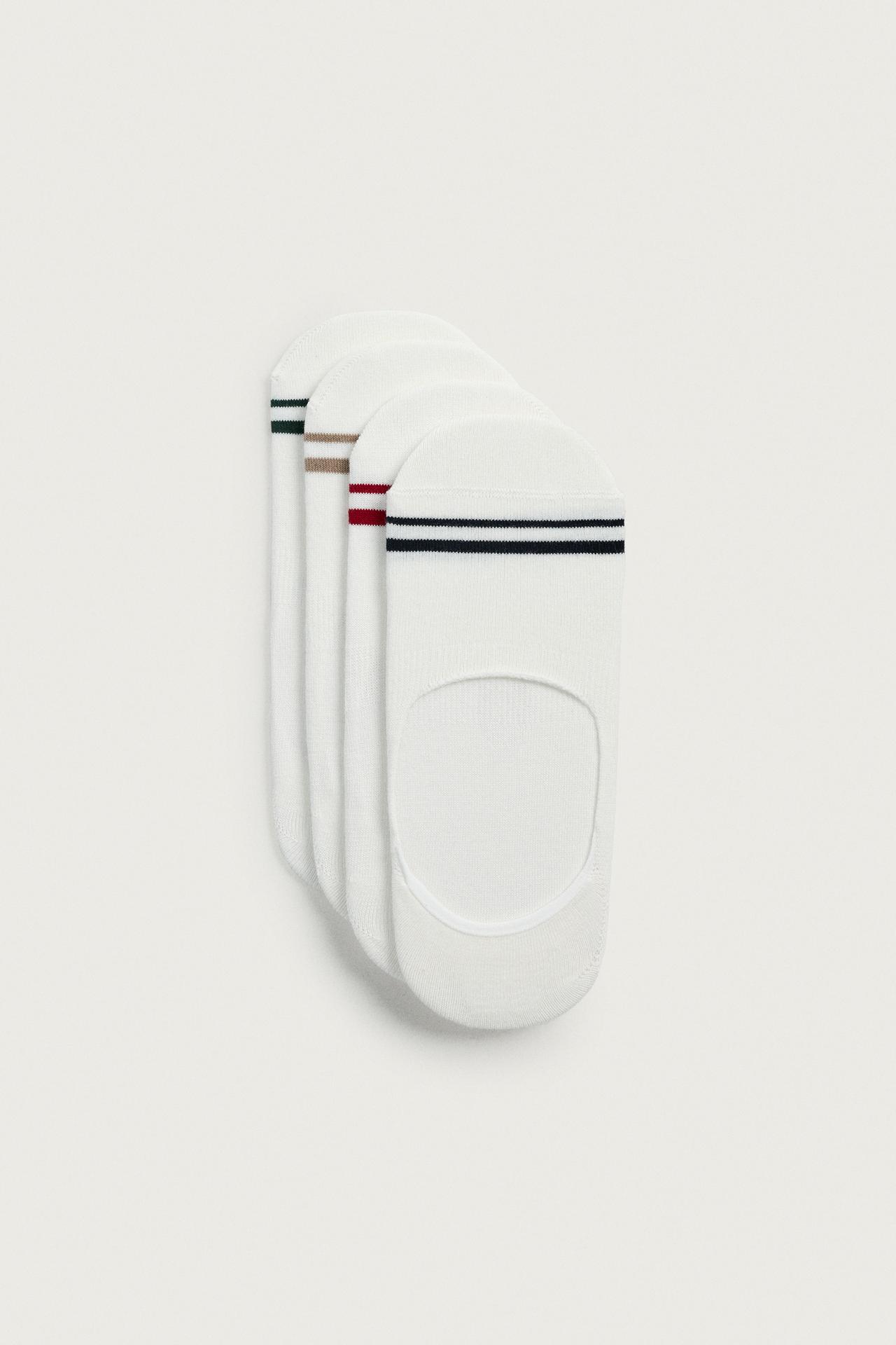 PACK OF 4 STRIPED INVISIBLE SOCKS — White