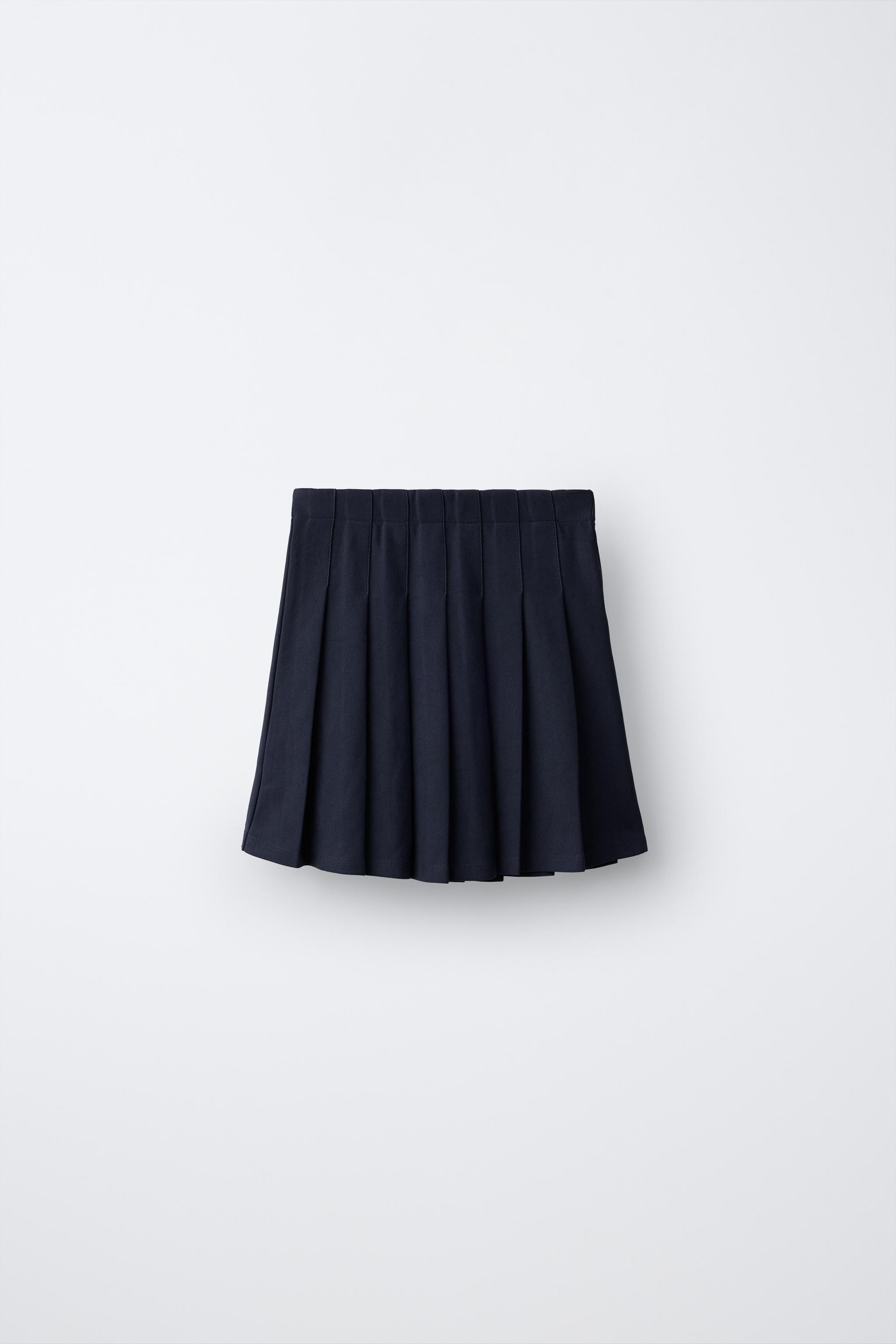 SOLID PLEATED SKIRT — Blue (alternate view)