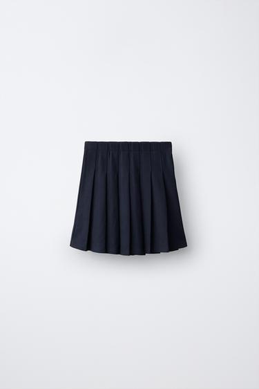 SOLID PLEATED SKIRT — Blue 2