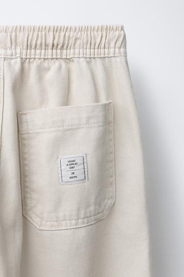 FLOWING ELASTICATED TROUSERS - Light beige by Zara - Image 3