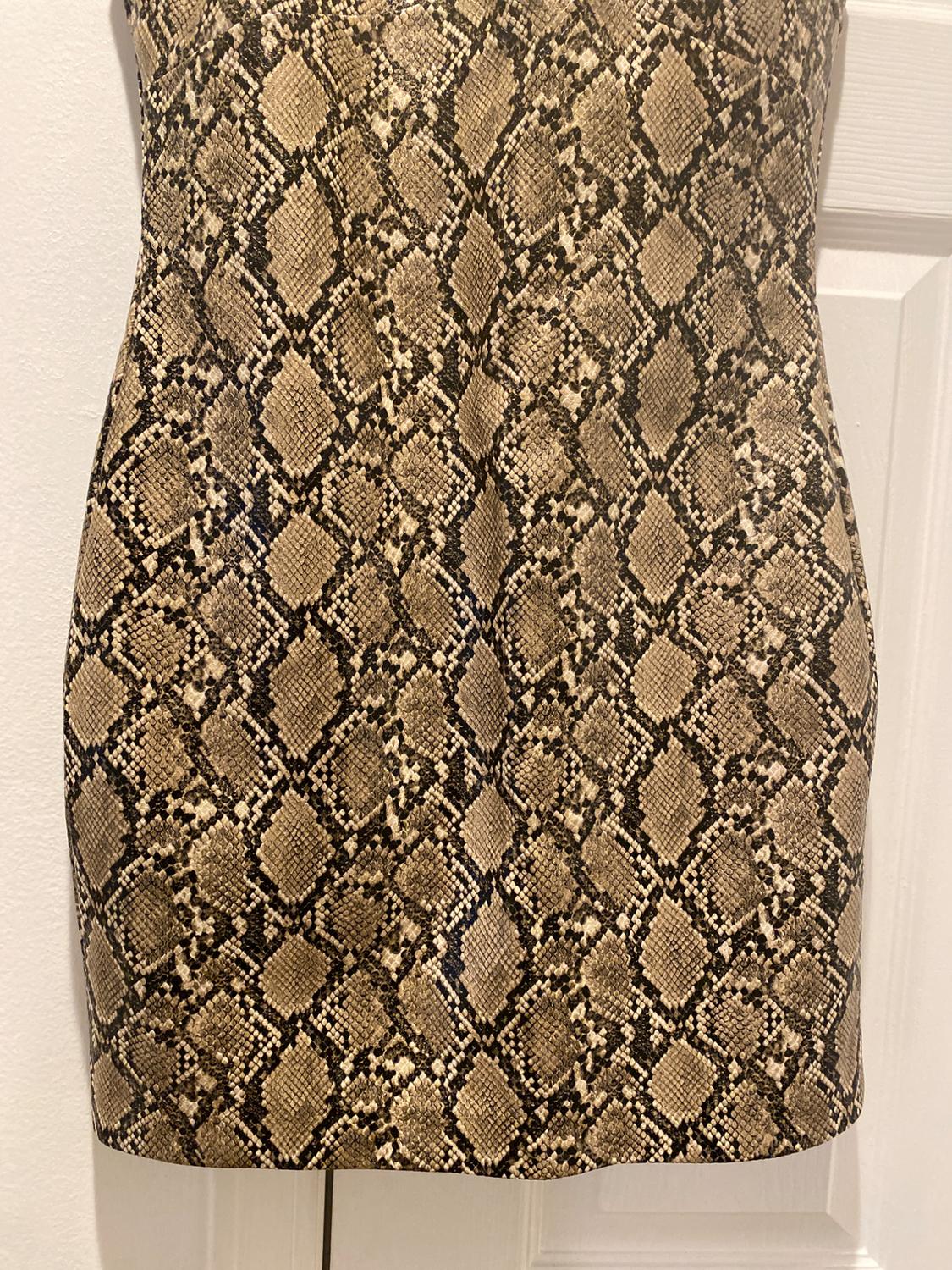 FAUX LEATHER SNAKESKIN PRINT DRESS - Image 2