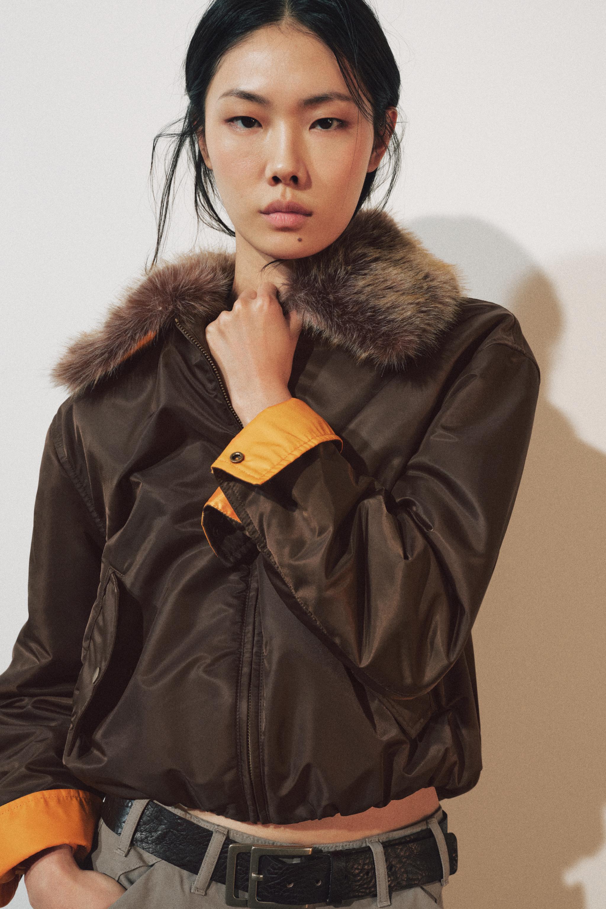 Zw Collection Faux Fur Collar Bomber Jacket by Zara