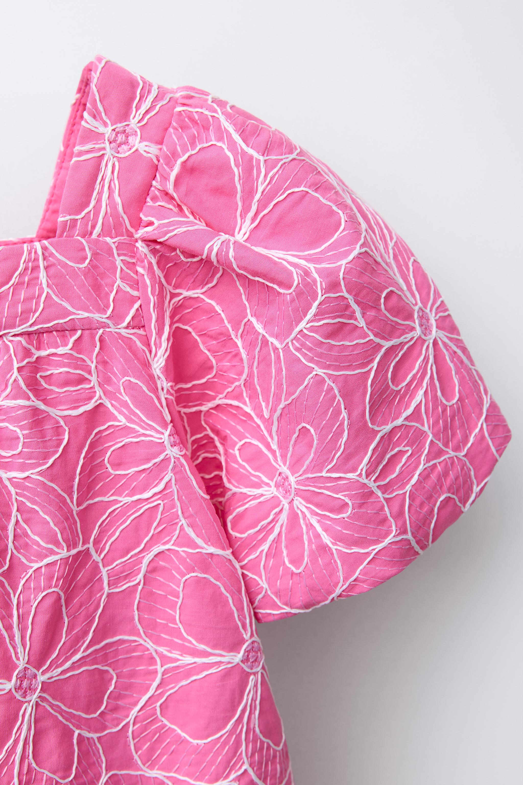 Zara - Embroidered Flower Dress - Fuchsia - 6 Years (45,2 Inches) - Kids