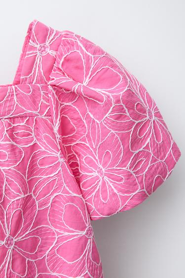 ROBE BRODÉE DE FLEURS - Fuchsia de Zara - Image 2