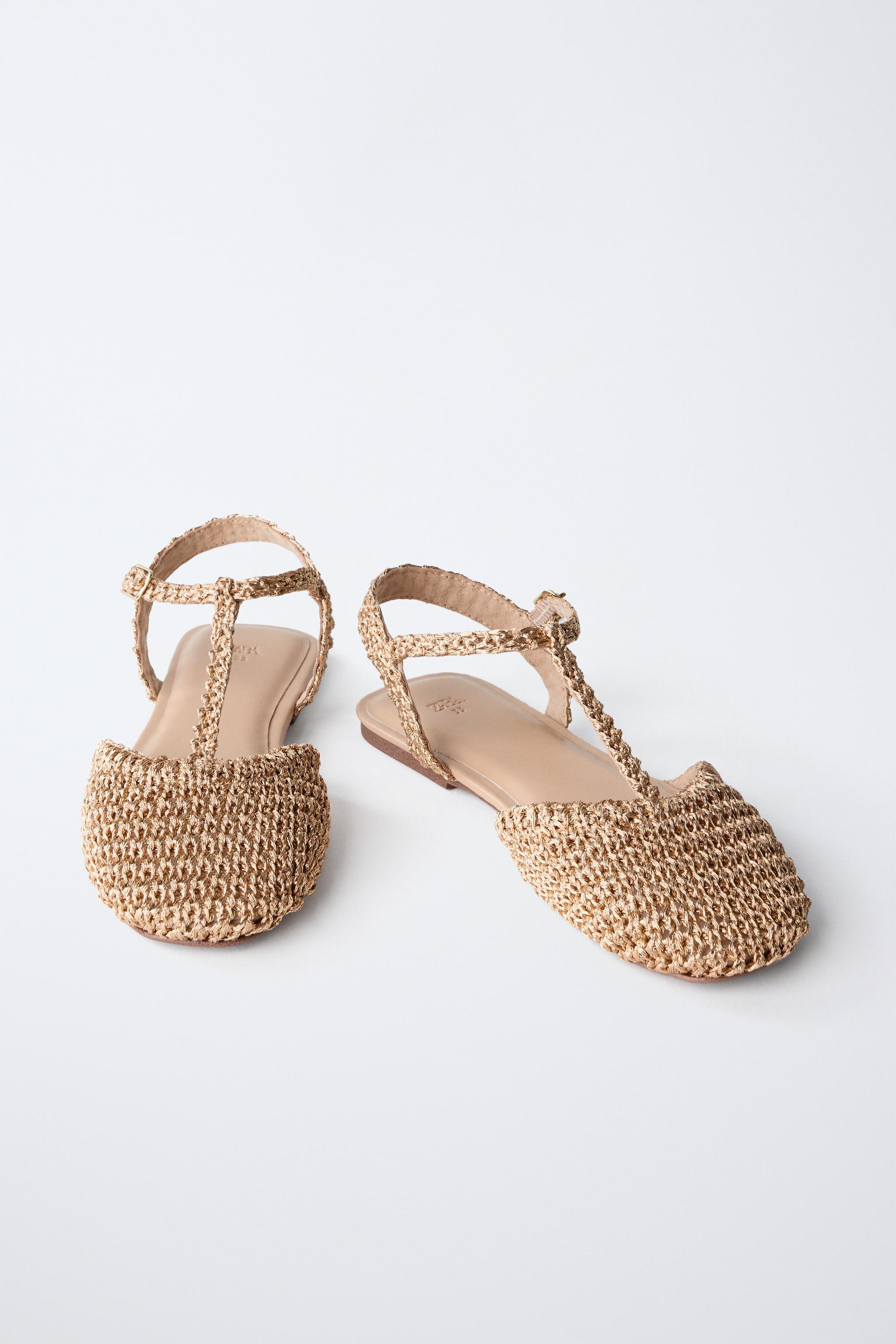 SAPATO SEM CALCANHAR TRANÇADO Ouro ZARA Brasil