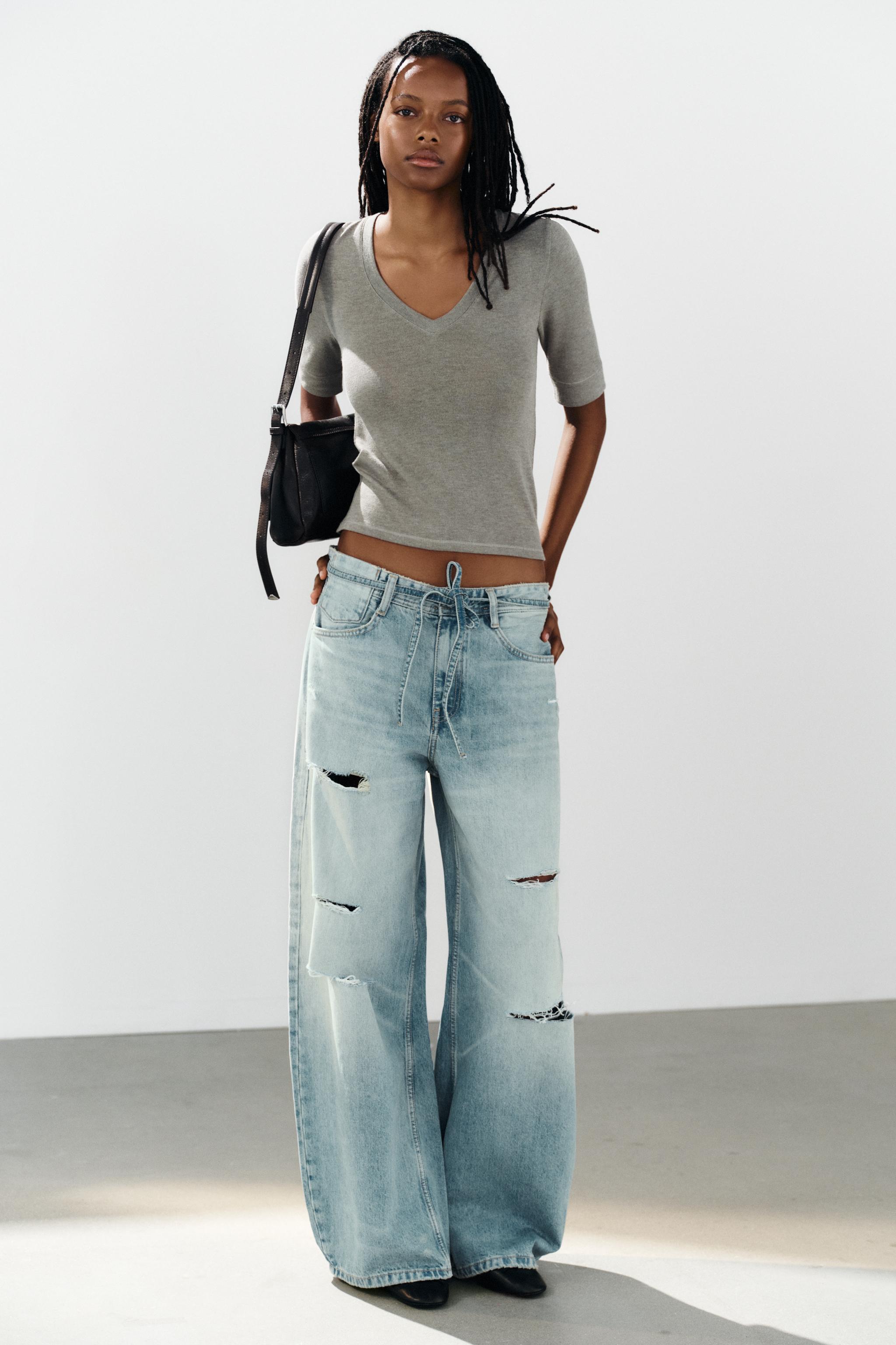 V-NECK T-SHIRT — Taupe gray