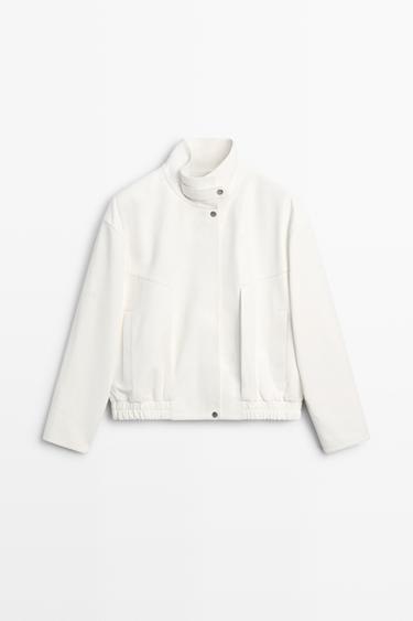 Zara Nappa leather bomber jacket - White - Image 0