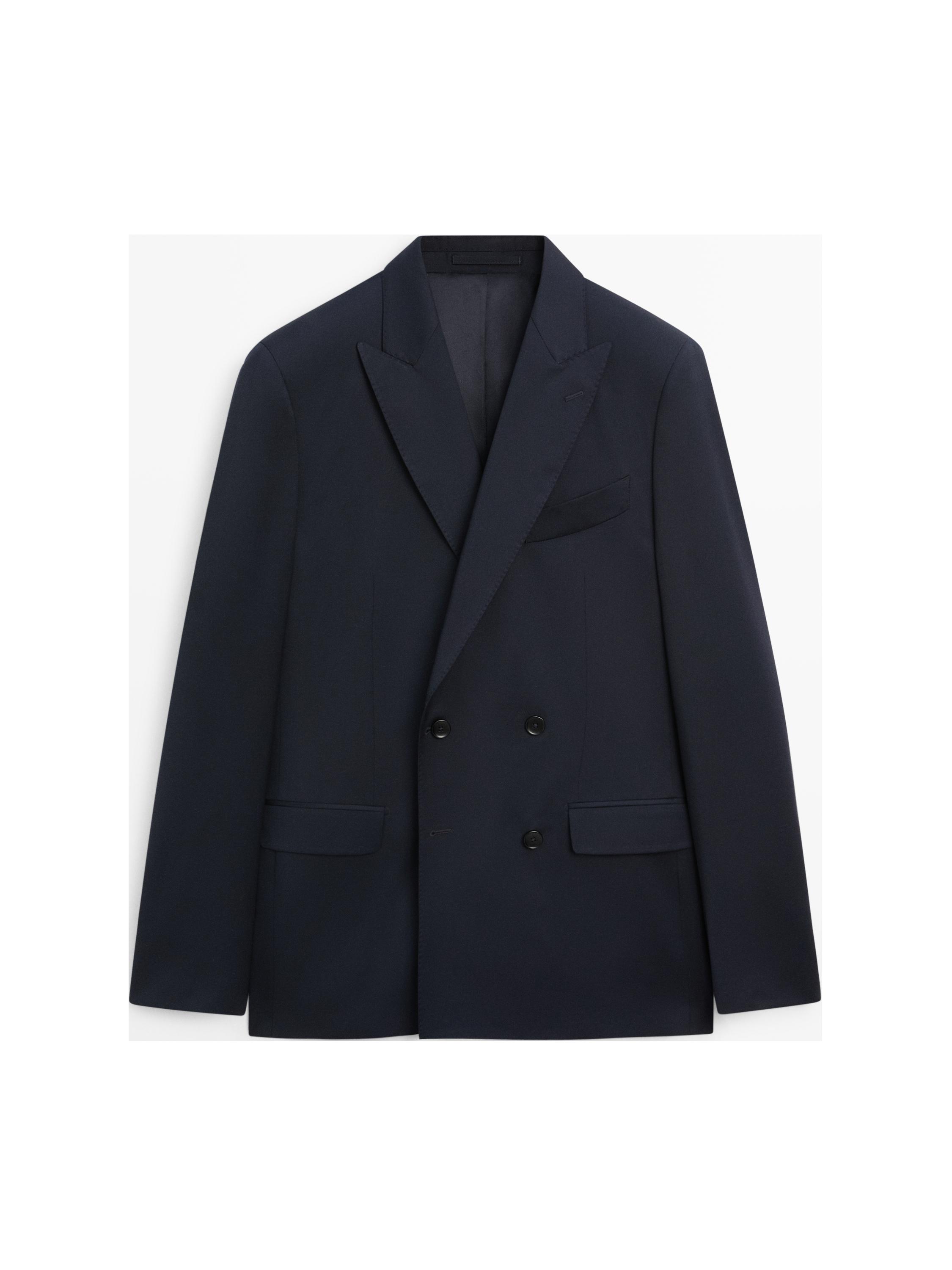 100% cool wool double-breasted suit blazer