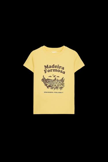 T-SHIRT WITH TEXT PRINT - Yellow by Zara