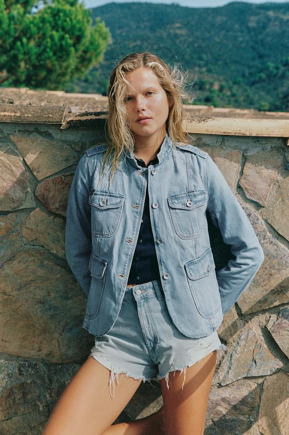 XHAKETË DENIM TRF ME XHEPA - E kaltër nga Zara - Imazh 0