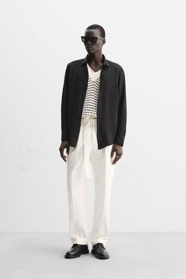 100% LINEN SHIRT - Black by Zara - Image 0