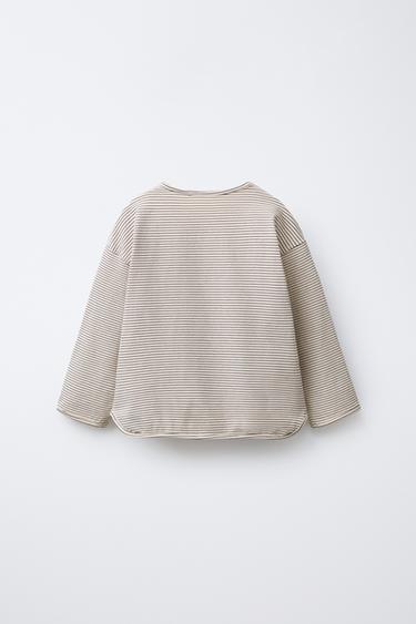 T-SHIRT À RAYURES ET CŒURS BRODÉS - Noir / Écru de Zara - Image 1