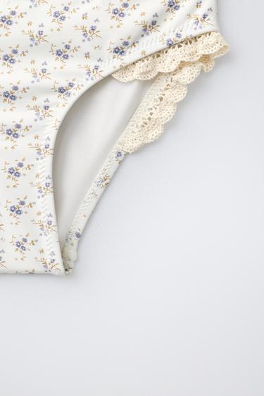6-14 YRS / FLORAL BIKINI WITH LACE TRIM - Beige by Zara - Image 3
