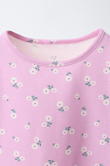 ENSEMBLE T-SHIRT ET PANTALON IMPRIMÉ FLEURS ET LACETS - Rose délavé de Zara - Image 2