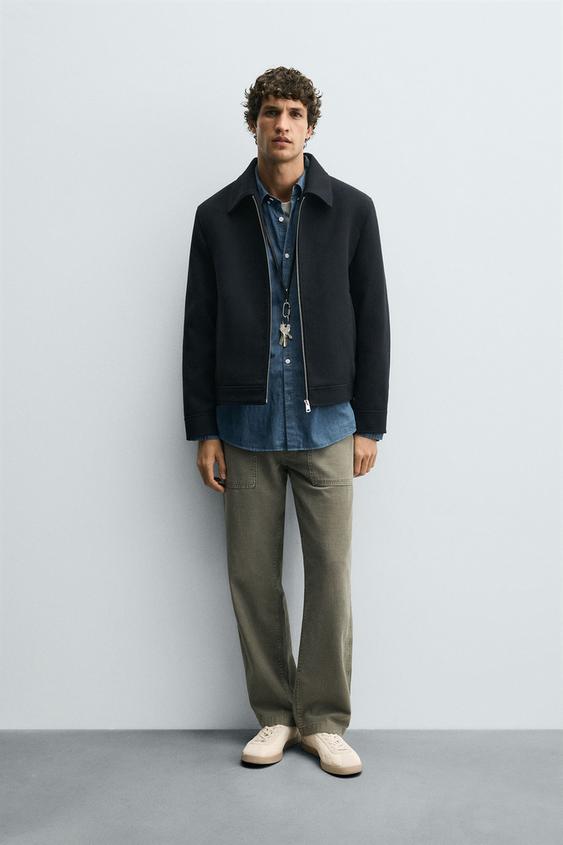 VESTE EN DRAP FERMETURE ÉCLAIR