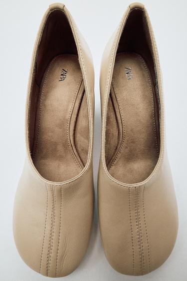 Zara LEATHER HEEL SHOES - Off White