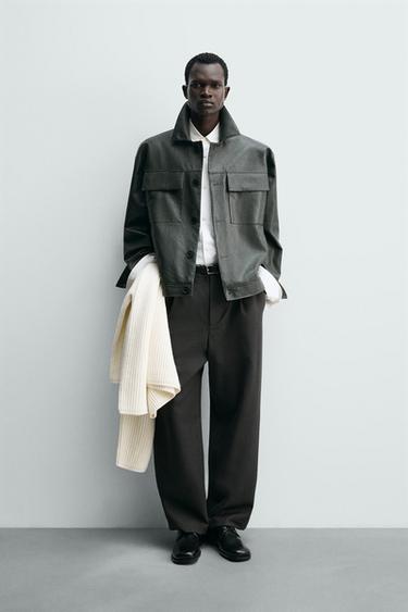 FAUX LEATHER JACKET - Duck green by Zara - Image 0