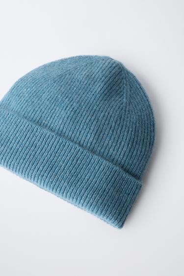 BONNET CANNELÉ 100% CACHEMIRE - Bleu chiné de Zara - Image 1