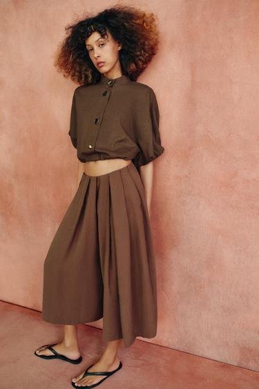 LONG FLOWING BERMUDA SHORTS - Mocha by Zara - Image 4