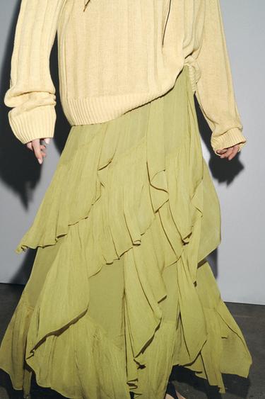 ZW COLLECTION RUFFLED SKIRT - Olive green by Zara - Image 1