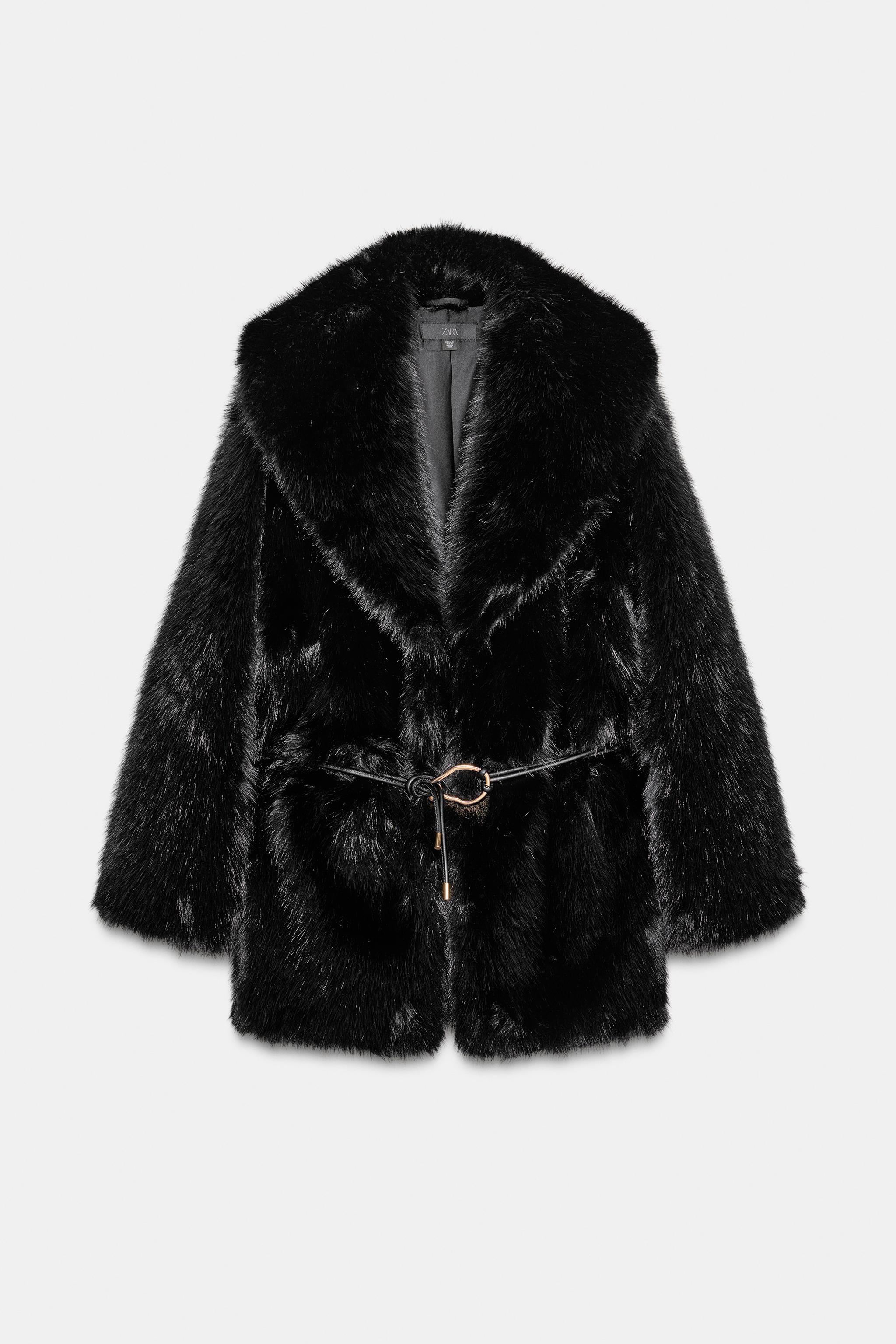 FAUX FUR COAT WITH BELT