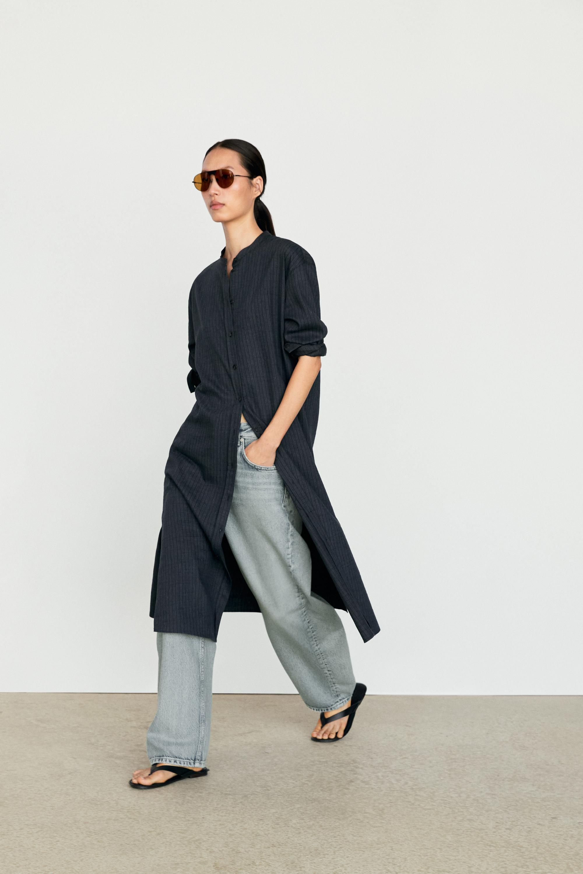 Flowing midi shirt dress