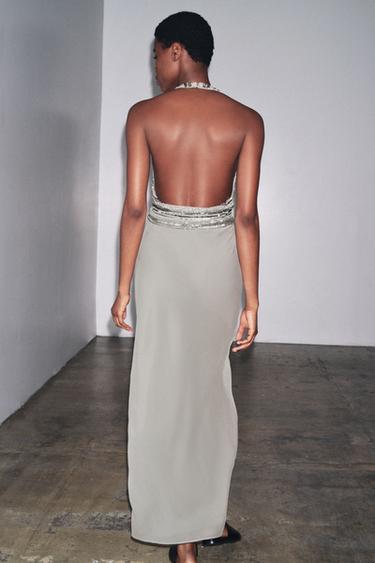 ROBE LONGUE BRODÉE - Gris de Zara - Image 2