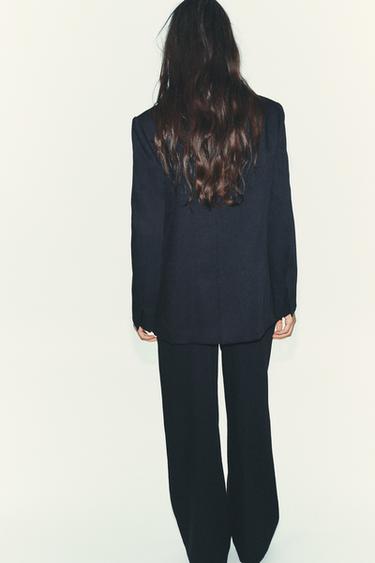 STRAIGHT FIT BUTTONED BLAZER - Navy blue by Zara - Image 4