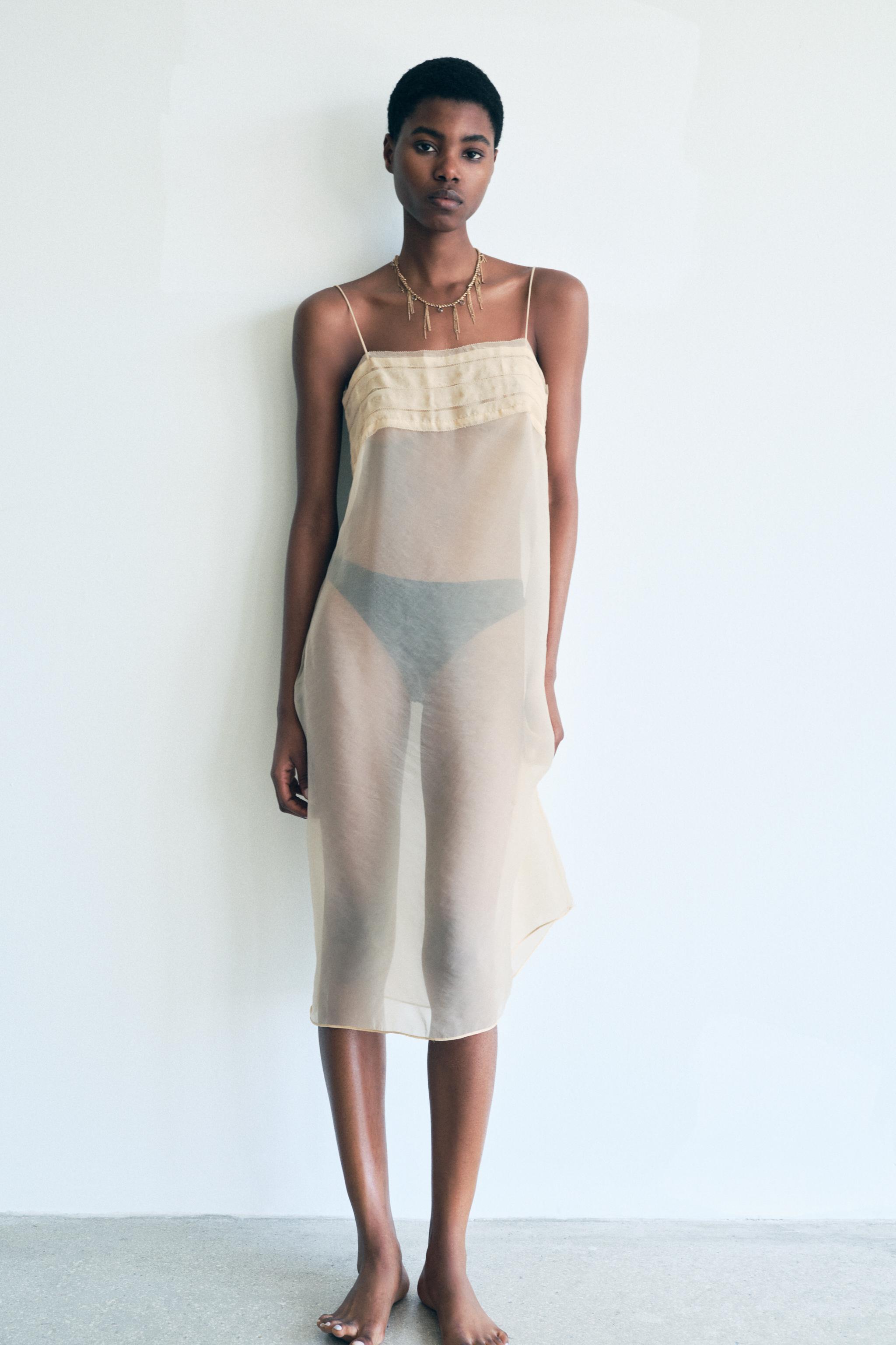 TULLE MIDI DRESS - Golden | ZARA United States