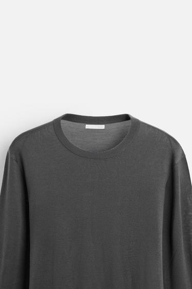 MERCERISED WOOL SWEATER - Grey by Zara - Image 7