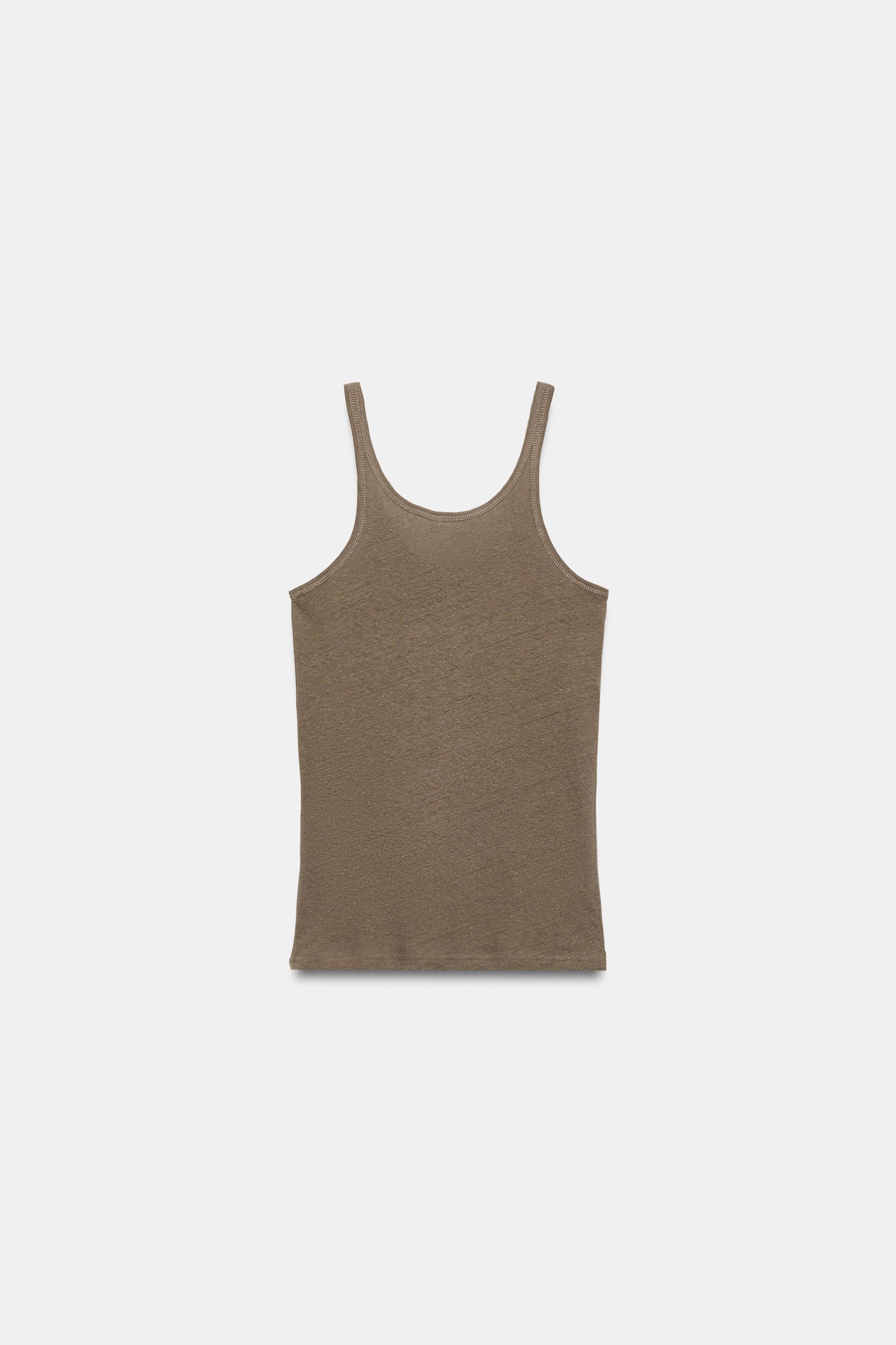 COTTON AND LINEN STRAP TOP