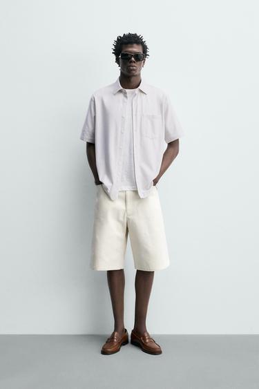 REGULAR FIT STRIPED SHIRT - Ecru / Beige by Zara