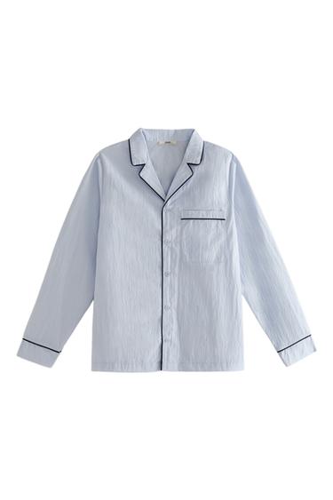 CAMISA PIPING PRETA - Azul-claro da Zara