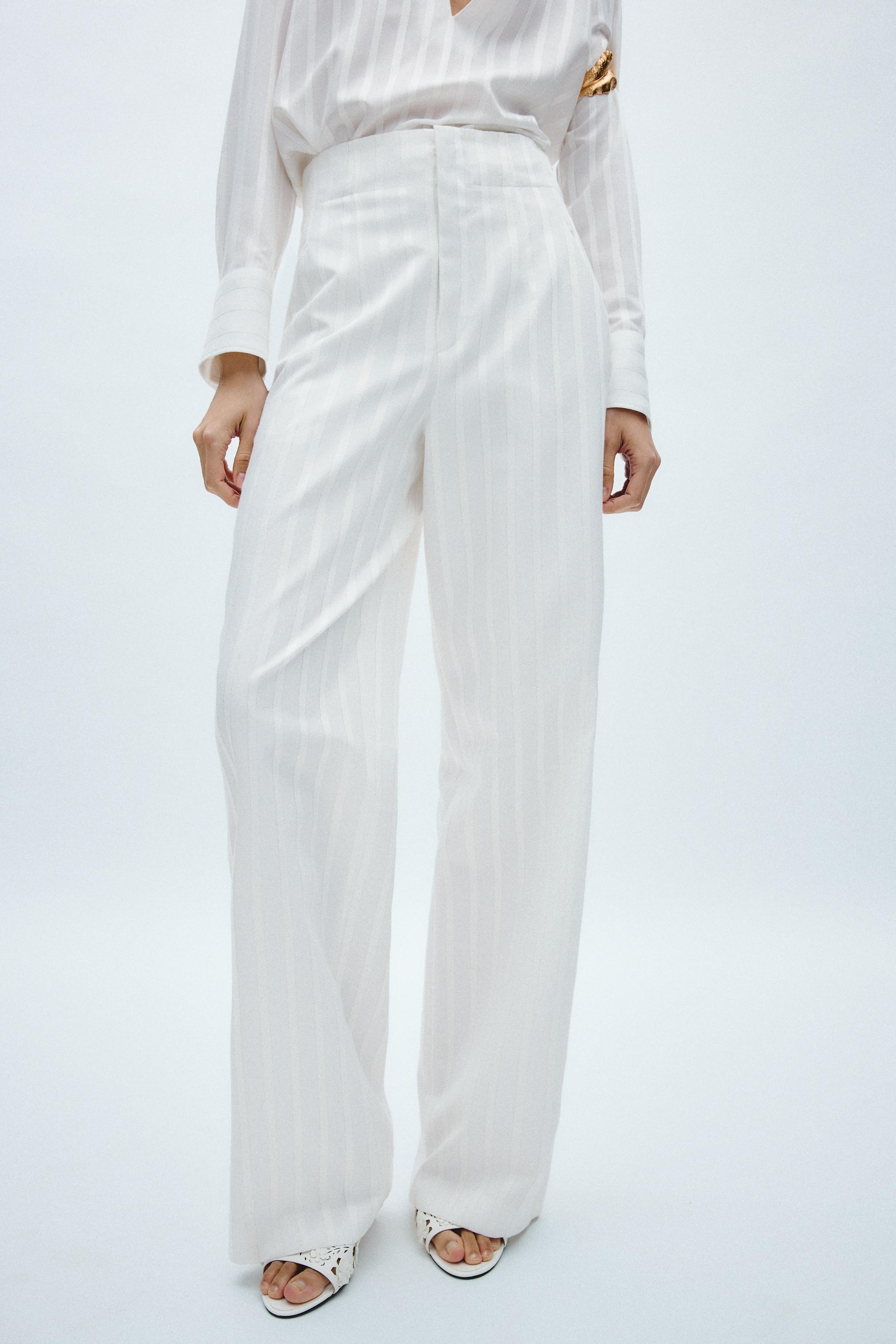 METALLIC THREAD PANTS ZW COLLECTION - White | ZARA United States