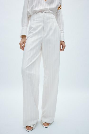 PANTALON FIL MÉTALLISÉ COLLECTION ZW - Blanc de Zara - Image 1