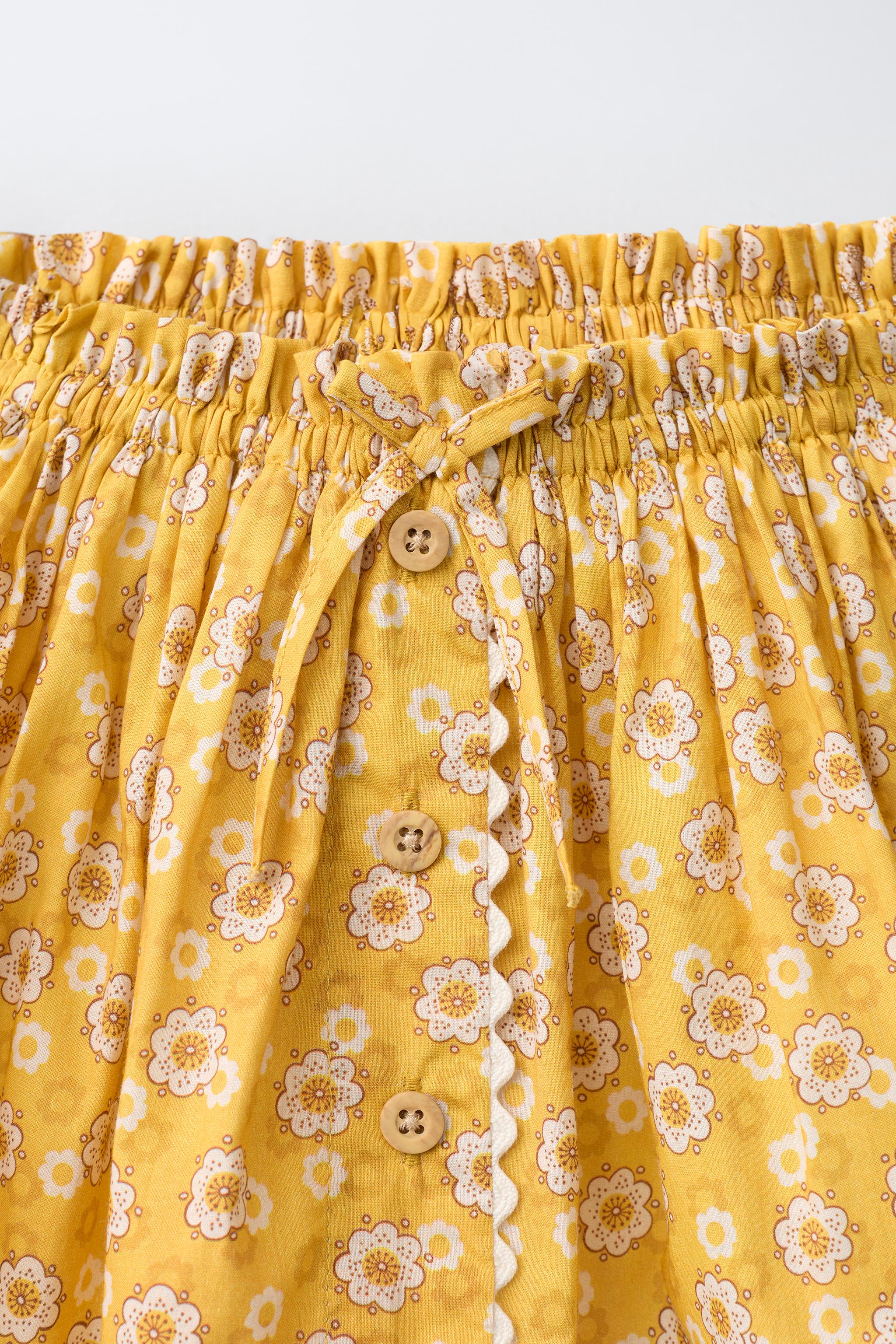 FLORAL SKIRT WITH RUCHING