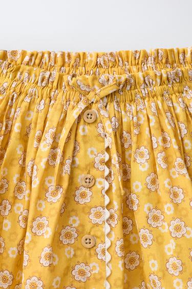 JUPE FLEURS ET ONDULINE - Jaune pastel de Zara - Image 2
