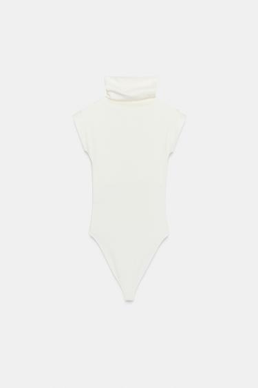 COTTON HIGH-NECK BODYSUIT - Oyster-white by Zara - Image 4