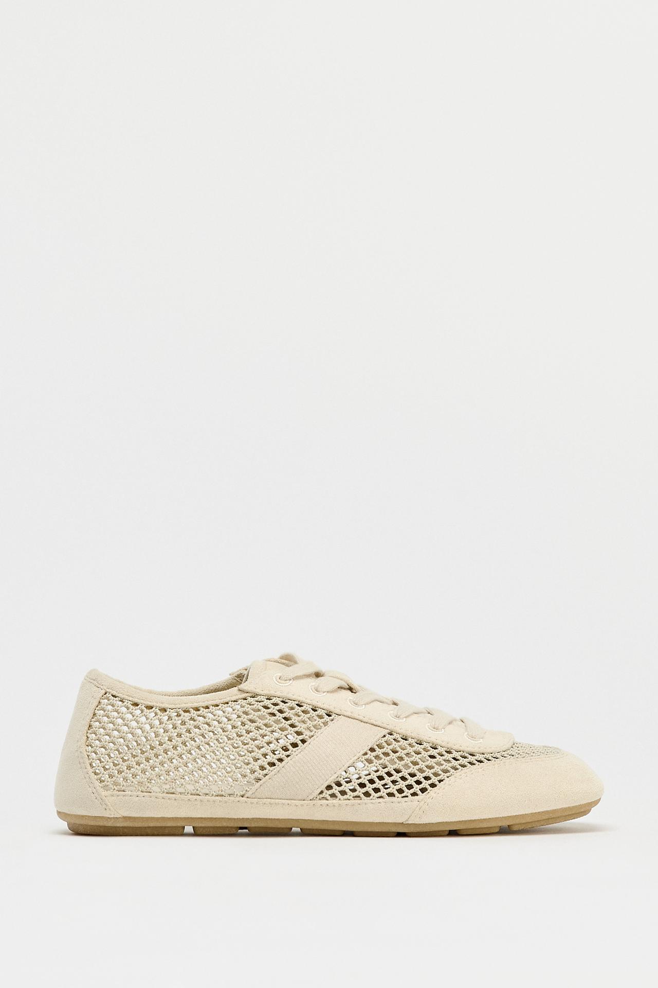 Zara 網眼德比鞋 - 米白色