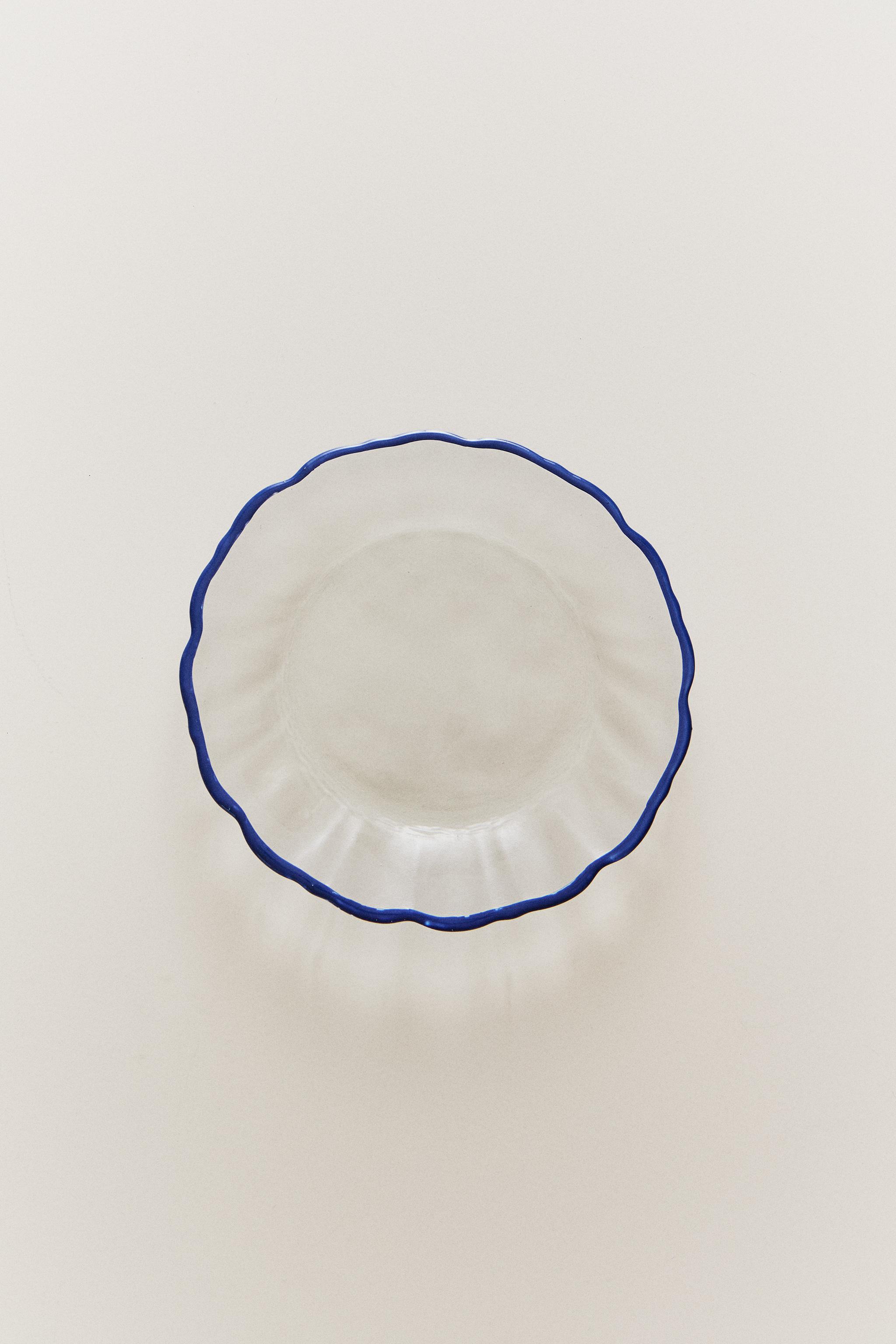 GLASS SIDE PLATE WITH RIM — Blue