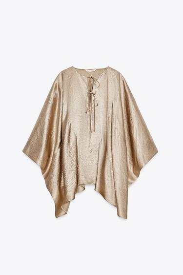 Zara ZW COLLECTION SATIN EFFECT CAPE SHIRT - Golden