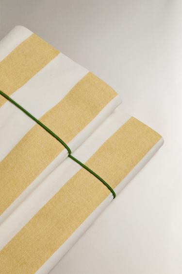 DRAP DE DESSUS COTON DÉLAVÉ RAYURES - Jaune de Zara - Image 3