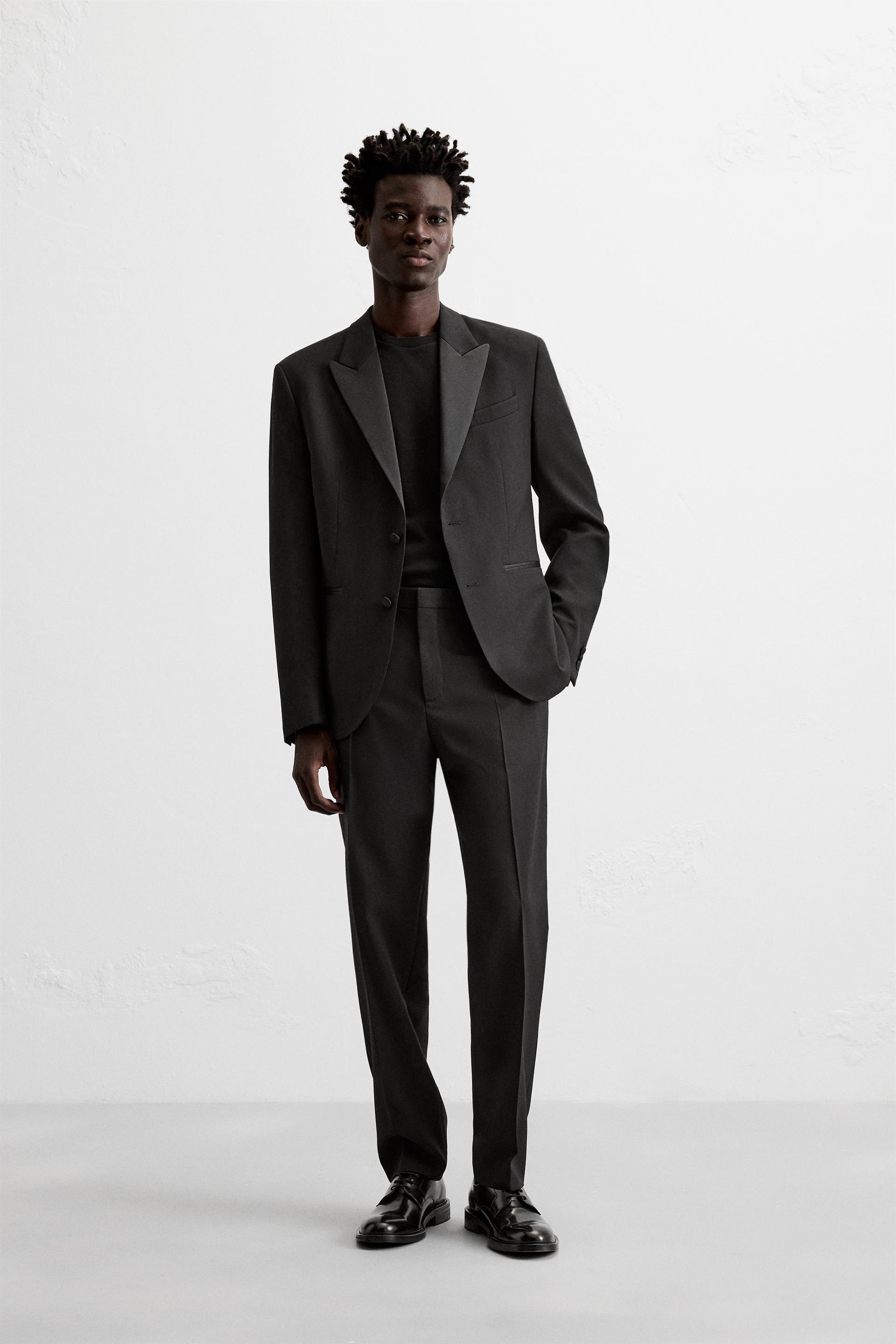 新品タグ付き ZARA ザラ タキシード上着 48(日本M 程度) ZARA】リネン 