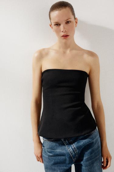 INTERLOCK BANDEAU TOP - Black by Zara
