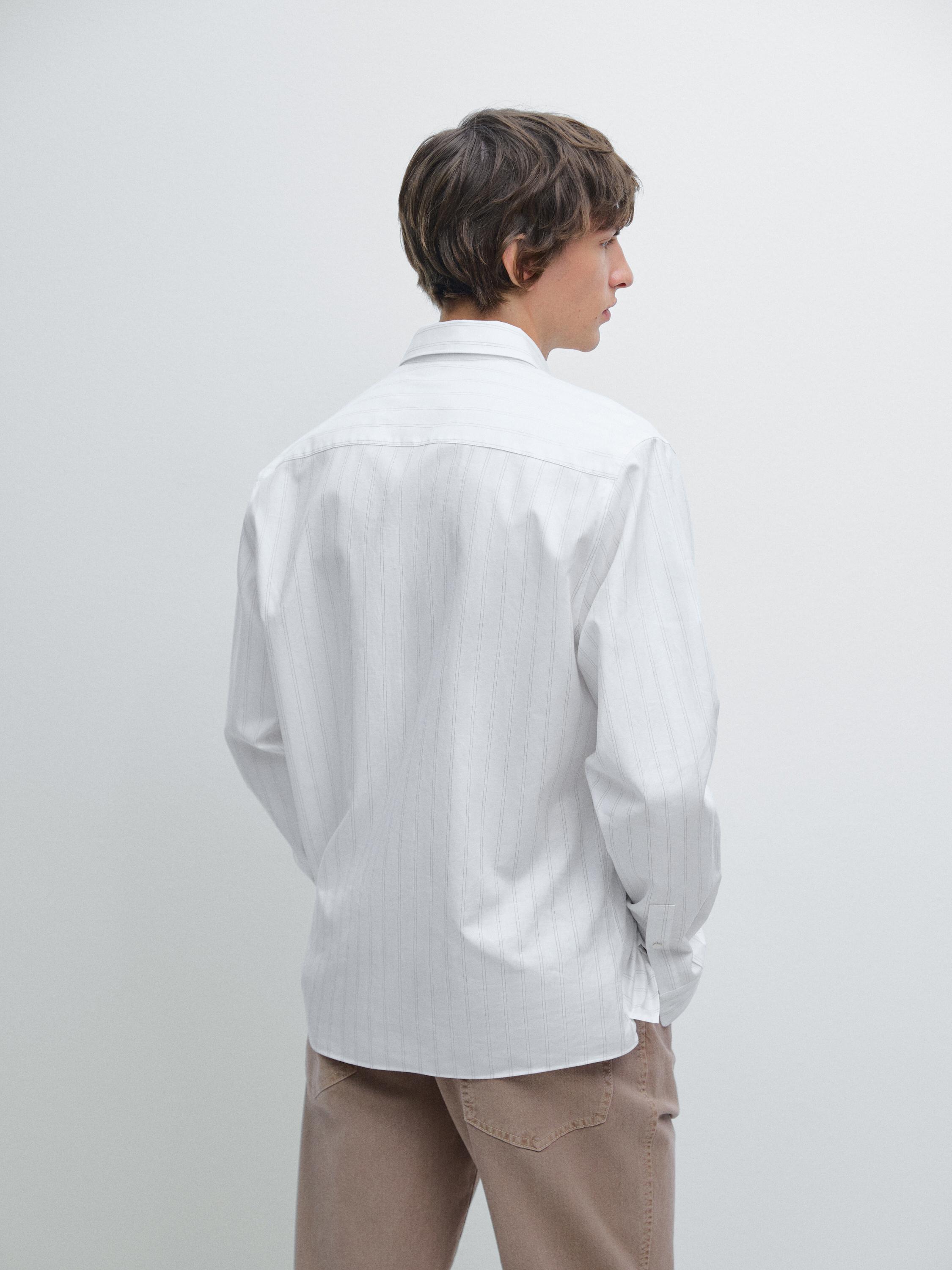 Chemise à rayures regular fit 100 % coton