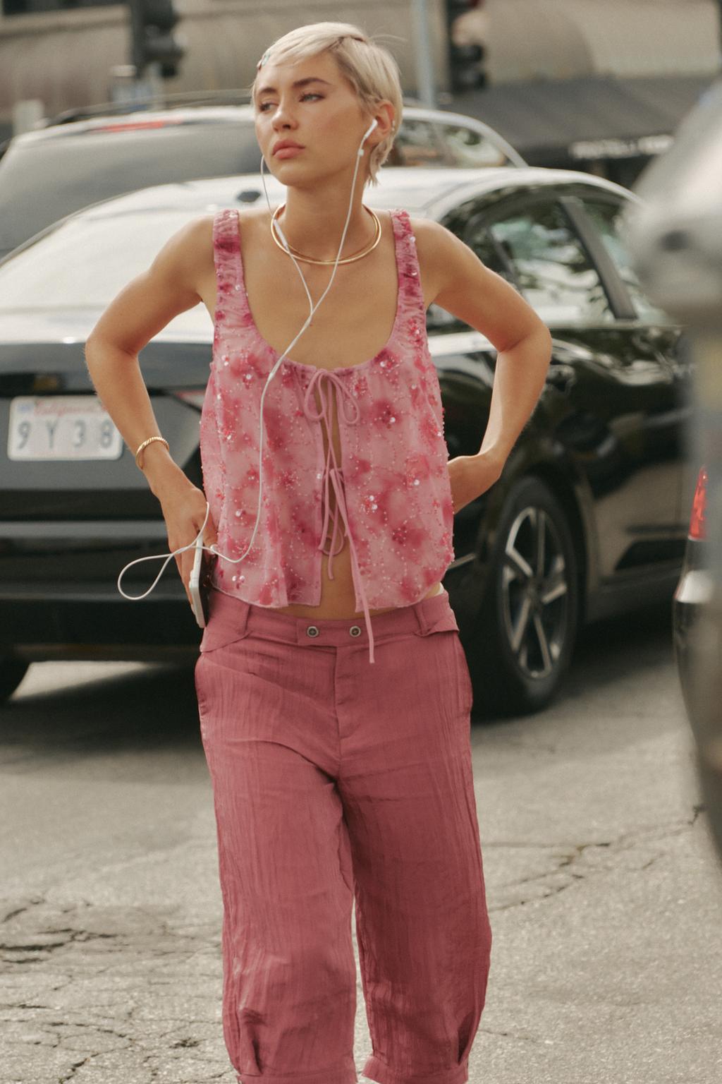 SEQUIN TULLE TOP WITH TIES