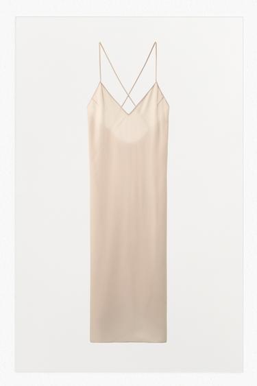 LONG SLIP DRESS WITH MULTI-POSITION STRAPS - Beige-pink by Zara