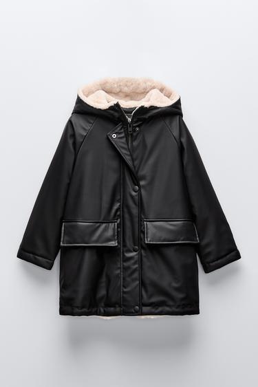 RUBBERISED JACKET WITH SHEEPSKIN - Black by Zara