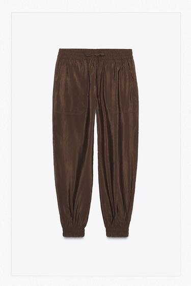CUFFED HEM TROUSERS - Brown by Zara