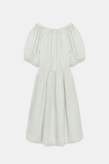 ZW COLLECTION LINEN MIDI DRESS - Sea green by Zara